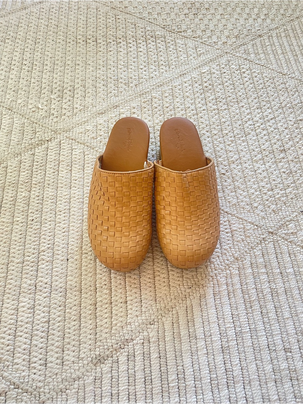 Woven Slip-On Mules in Tan